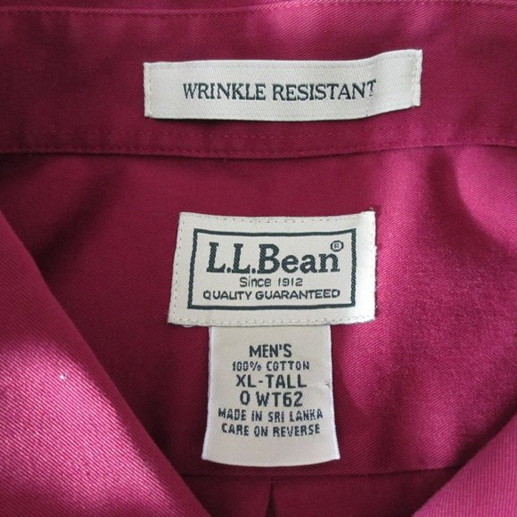 L.L. Bean Men's Button Up Shirt Short Sleeve Red XL Tall Wrinkle Resitant - Picture 3 of 6
